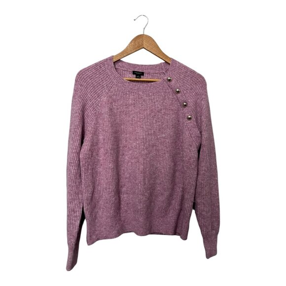 Ann Taylor Factory Sweater Size Medium Lavender Purple Knit Embellished Pullover - Picture 2 of 6